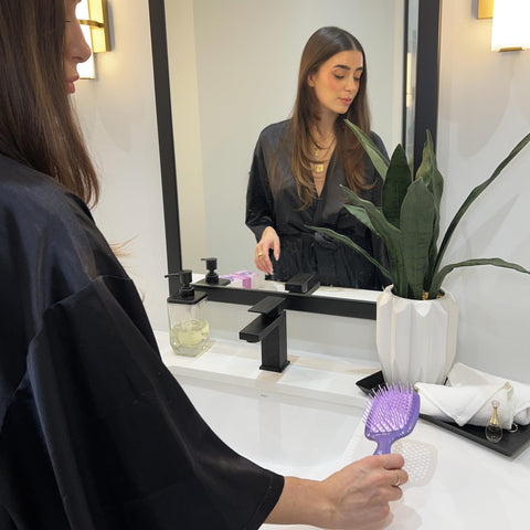 FHI Heat UNbrush Detangling Brush for Pain-Free Brushing on All Wet or Dry Hair Types — Durable DuoFlex Anti-Static Bristles, Lightweight Handle, Vented Hair Brush, Lavender Dark Purple