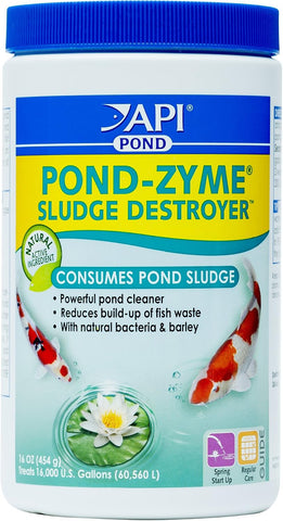 API POND-ZYME SLUDGE DESTROYER (1 Pound) Pond Cleaner with Natural Pond Bacteria - Up to 16,000 Gallons - Reduces Fish Waste Buildup - Consumes Muck & Sludge - Spring Start Up & Regular Care