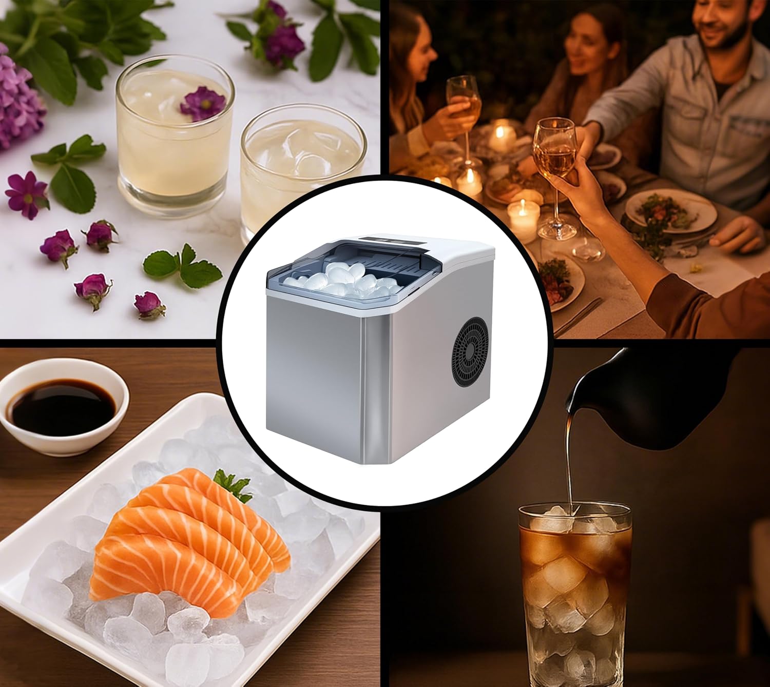 iTOMA Countertop Ice Maker Machine, 2 Sizes of Bullet Ice, 1.3L