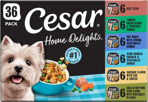 Cesar Home Delights Wet Dog Food, Variety Pack, 3.5 oz, 36 Count
