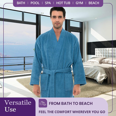 TowelSelections Mens Robe Cotton Terry Cloth Bathrobe Soft Kimono Towel Bath Robe for Men XS to 4X