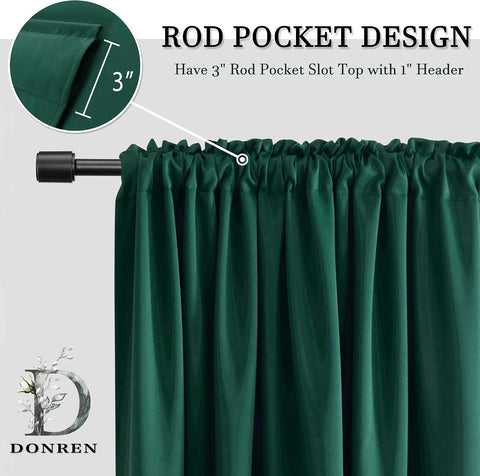 DONREN Hunter Green Blackout Thermal Insulating Window Curtain Panels for Bedroom with Rod Pocket (42 x 54 Inches Long,2 Panels)