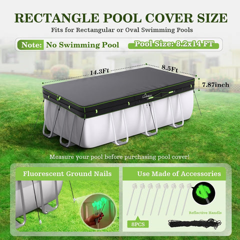 UIRWAY 8.2x14 FT Winter Rectangular Pool Cover with Reflective Strips