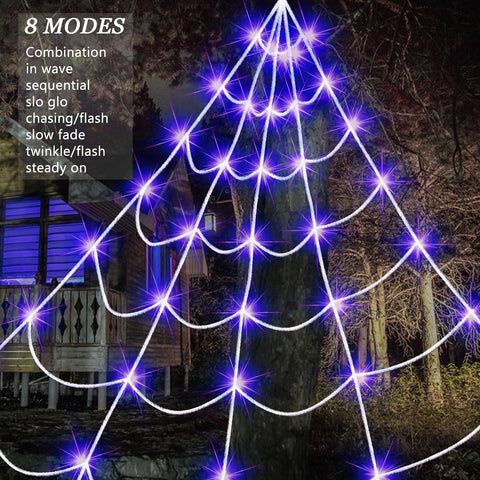 Outdoor Solar Powered Halloween Decorations Spider Web Lights