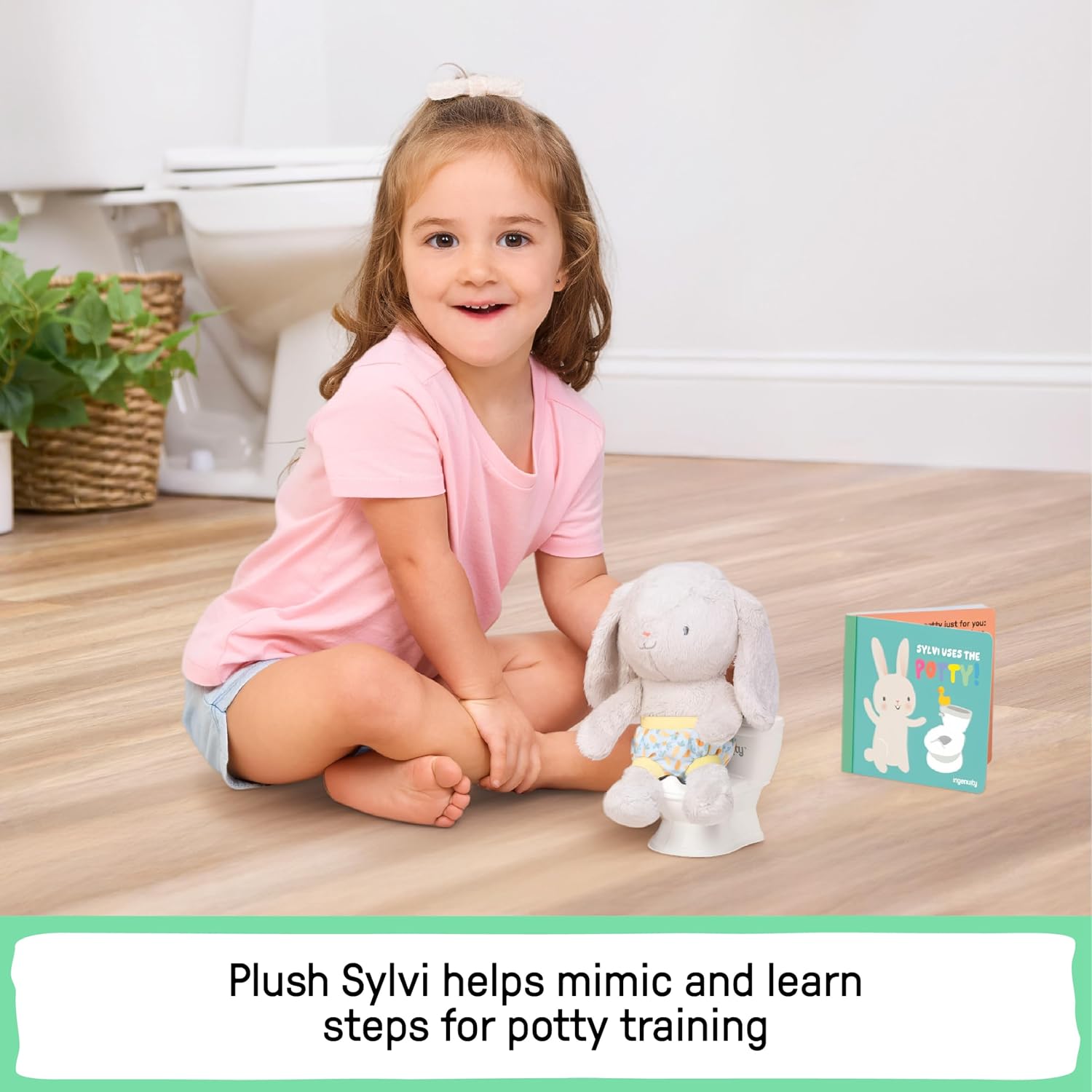 Ingenuity Sylvi Potty Training Kit with Plush Toy and Mini Potty, Storybook, Sticker Chart & Parent Guide – Playful Toddler Potty Training Set