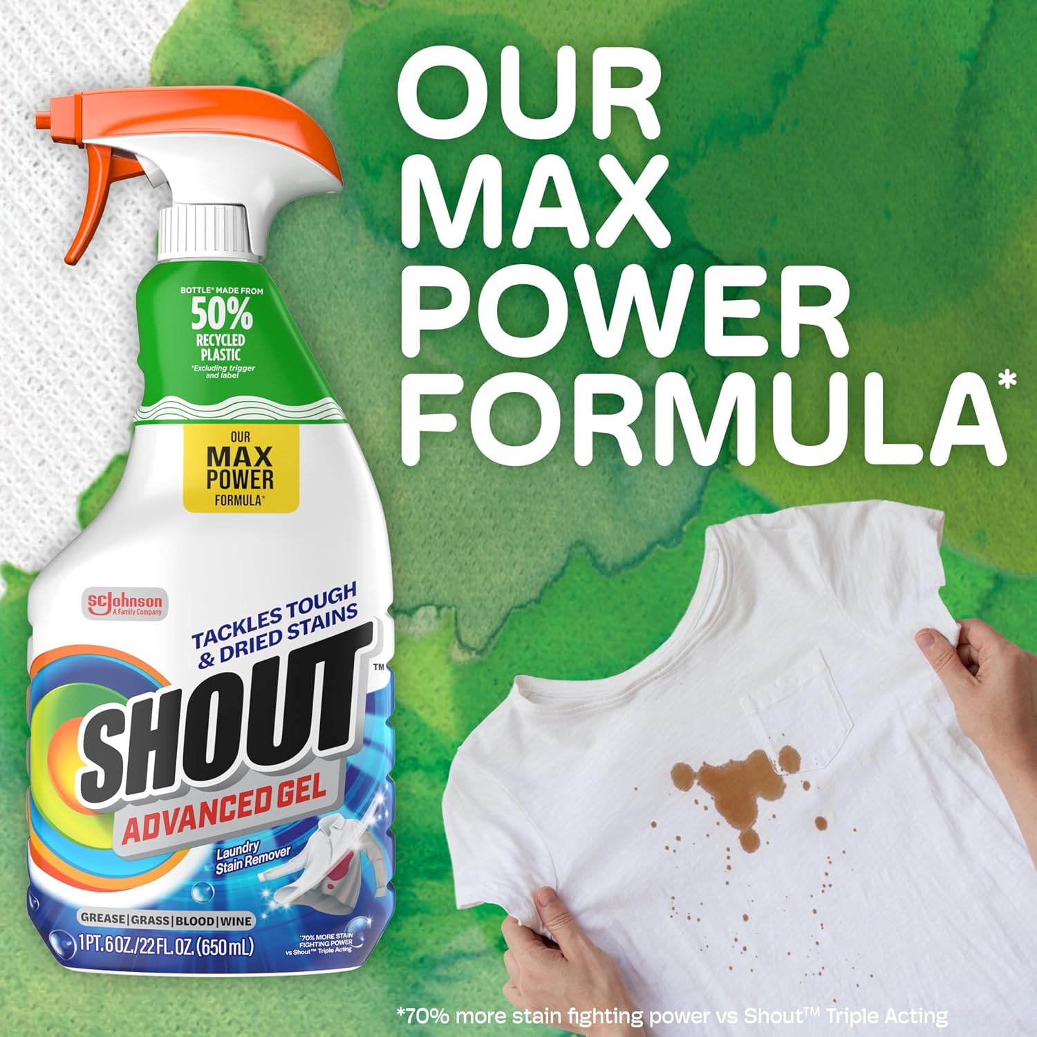 Shout Advanced Gel Laundry Stain Remover Spray, 22oz, (1-Pack)