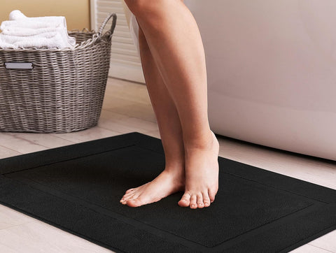 Utopia Towels Cotton Bath Mat, 21x34 in, 2 Pack, Black