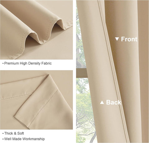 PONY DANCE Window Curtains Set - Home Decoration Room Darkening Thermal Insulated Panels Shades/Draperies Block Light Protect Privacy, 52 x 63 inches, Biscotti Beige, 2 Pieces