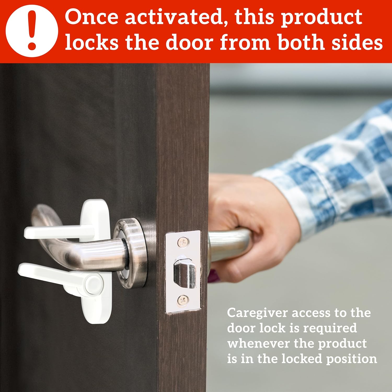 Door Lever Lock (2 Pack) – Prevents Toddlers from Opening Doors – Easy One-Hand Operation for Adults – Durable ABS with 3M Adhesive Backing – No Tools Needed for Install