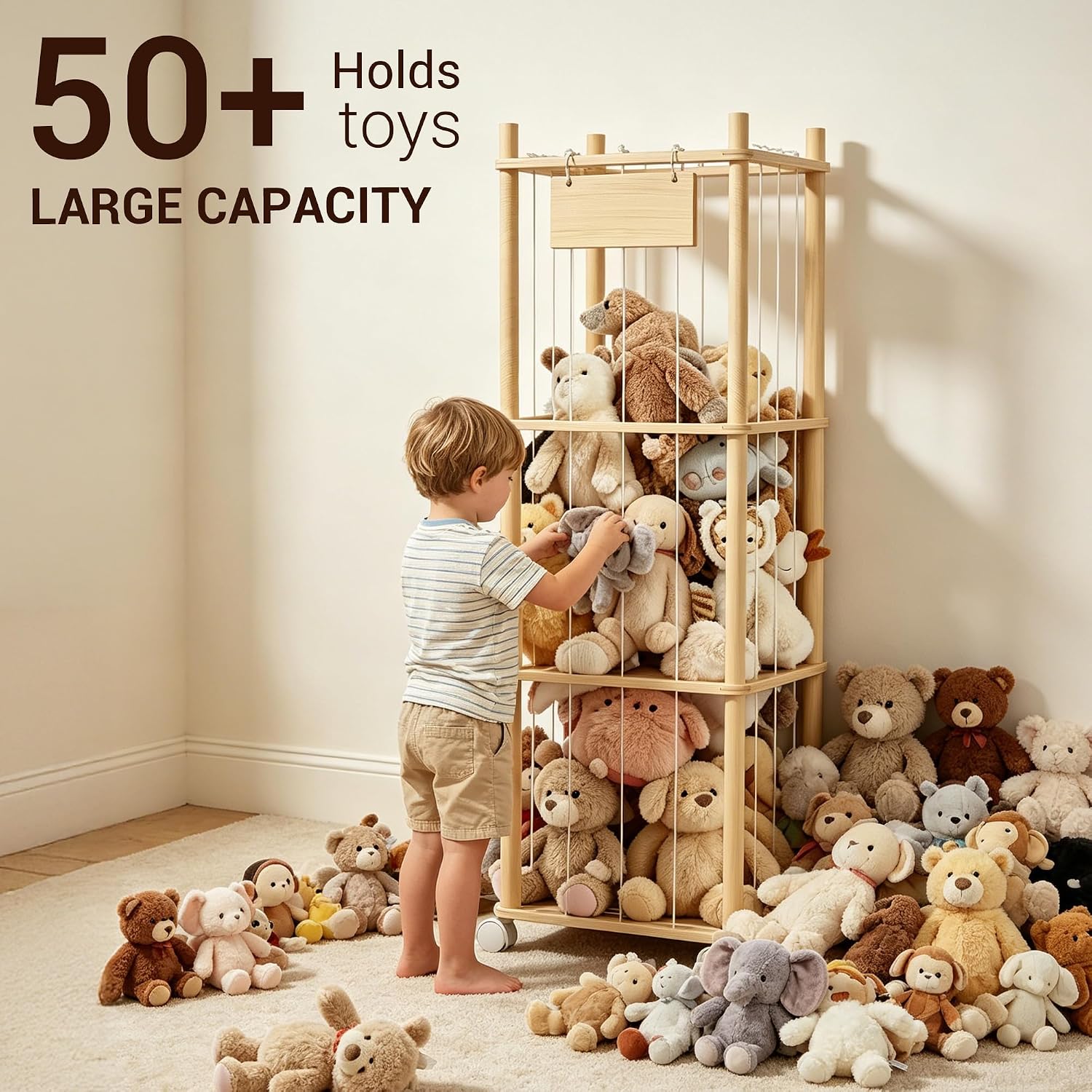 KiddoCood Kids Large Stuffed Animal Storage & Plush Toy Organizer, 54.5" H