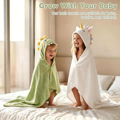 8 PCS Toddler Towels Set for Boy Girl 0-5 Year Essentials (Green & White)