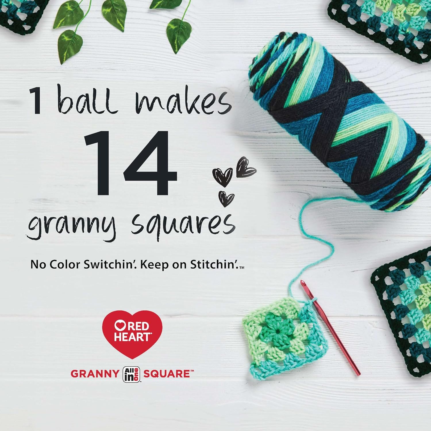 Red Heart Granny Square Crochet Yarn, Soft White-Buttercup Blush, 3-Pack