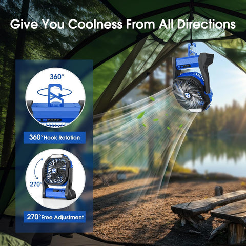 Portable Rechargeable Fan, 20000mAh Cordless Battery Powered Camping Fans