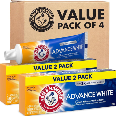 ARM & HAMMER Advance White Toothpaste, Clean Mint, 6.0 oz, 4-Pack