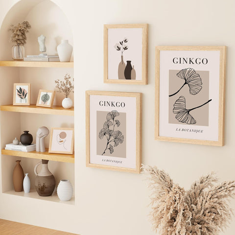 Vittanly 8x10 Picture Frame, Solid Wood Frame with Plexiglass, Includes 5x7 Mat, Wall Hanging or Tabletop for Home Decor, Natural, 3 Pack