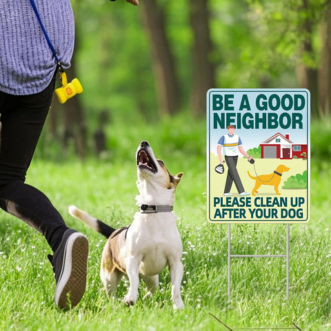 Pick Up After Your dog Sign 2-Pack 13"x10" H-Stakes, Double-Sided