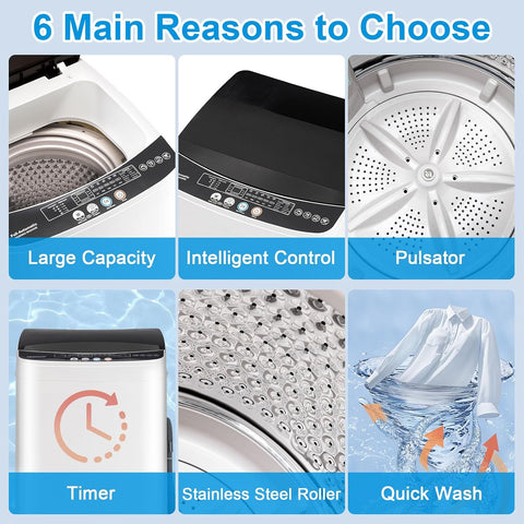17Lbs Portable Washing Machine, 2.2 Cu.Ft Full Automatic Washer