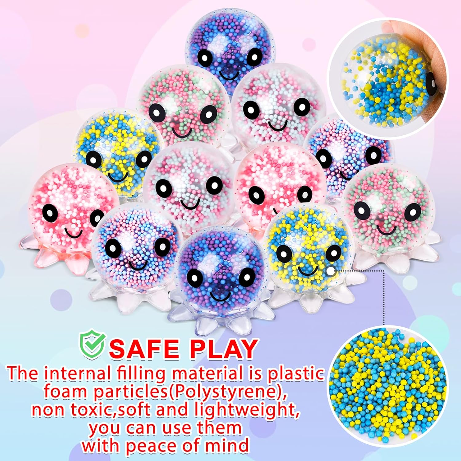 VESPRO 12 Pack Fidget Stress Balls for Adults, Cute Octopus Stress Ball