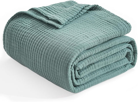 EMME Muslin Blankets for Adults Teal Small Blanket 40" x 50"