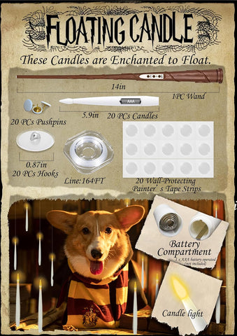 Halloween Decoration Floating Candle with Wand Magic LED Flickering-20PCs