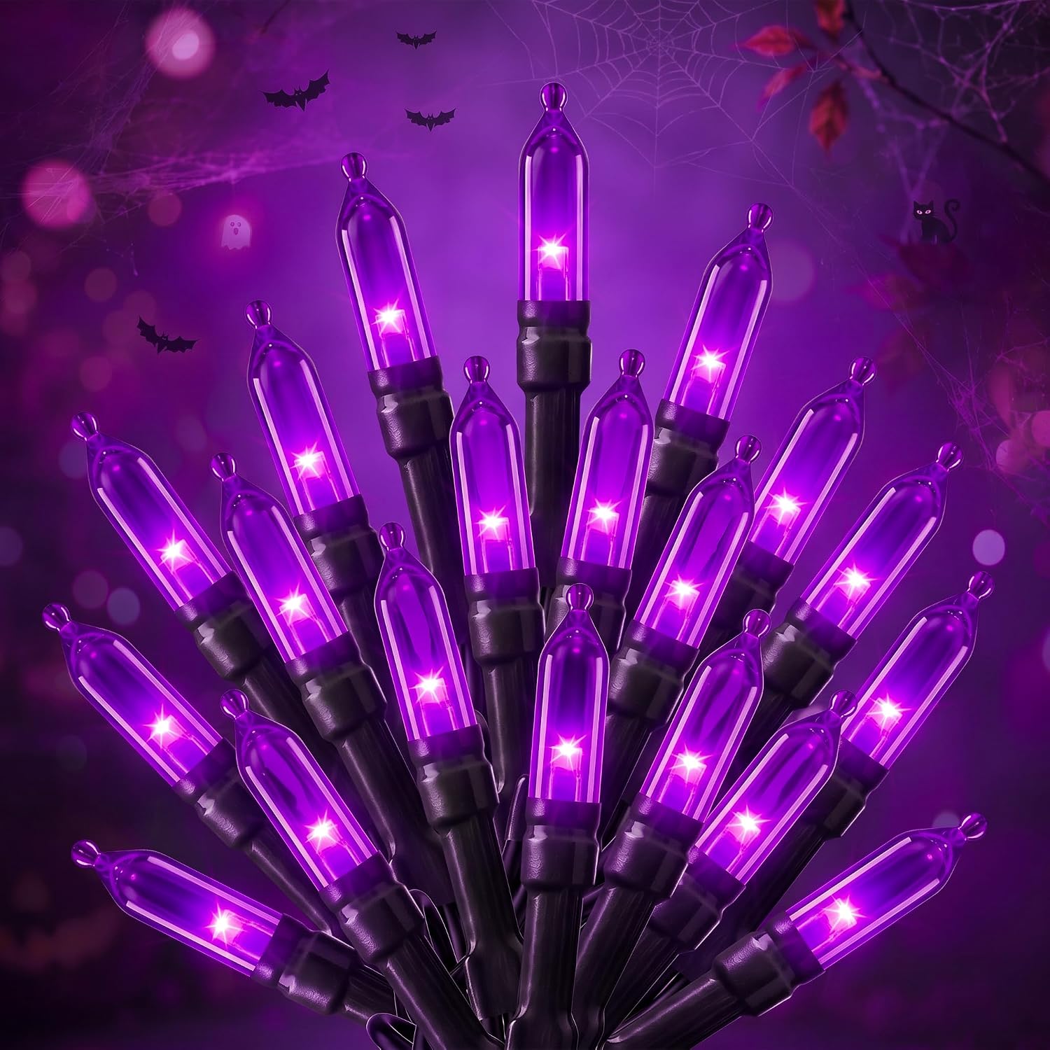 39FT Purple Halloween Lights, 100 LED Outdoor Halloween Mini String Lights