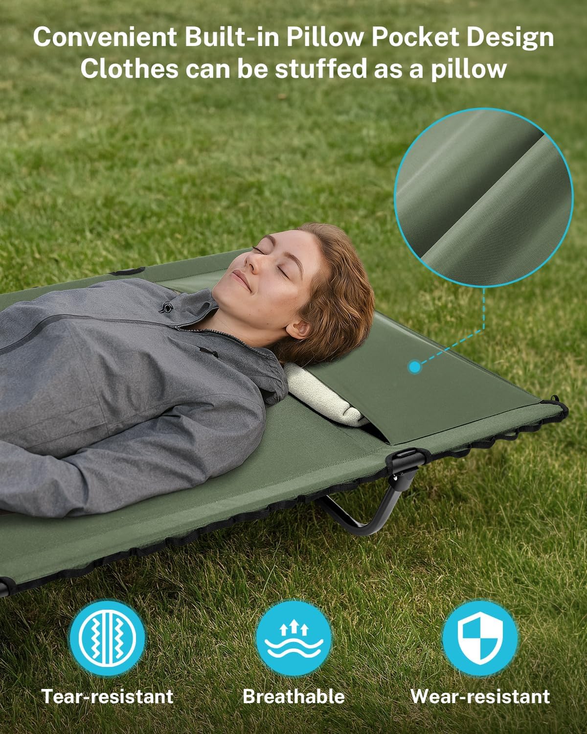 Gonex 31" Wide Camping Cot Lightweight Folding Portable Camp Cot for Adult