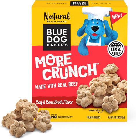 Blue Dog Bakery, More Crunch Beef Broth Biscuit, Medium Dog Treats 18oz 1pk