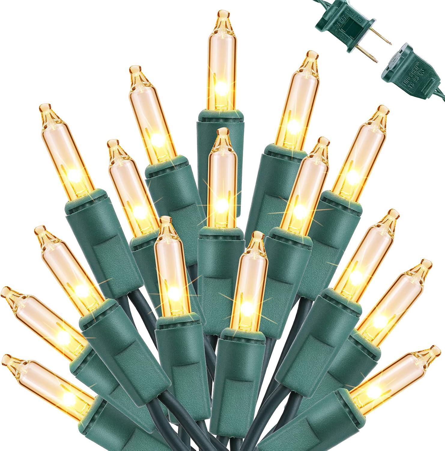 Toodour Clear Christmas Lights, 25ft 100 Count Incandescent Indoor Outdoor String Lights, UL Certified Connectable Green Wire Mini Bulb Light for Home, Party, New Year, Xmas Tree Decor - Warm White