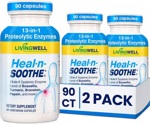 HEAL-N-SOOTHE Proteolytic Systemic Enzymes for Joints - 90 Count (2 Pack)