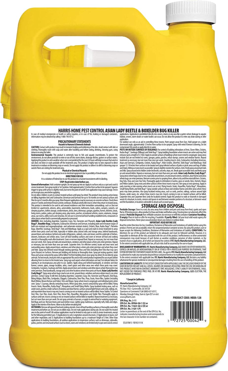 Harris Asian Lady Beetle, Japanese Beetle, and Box Elder Killer, Liquid Spray with Odorless and Non-Staining Extended Residual Kill Formula (Gallon)