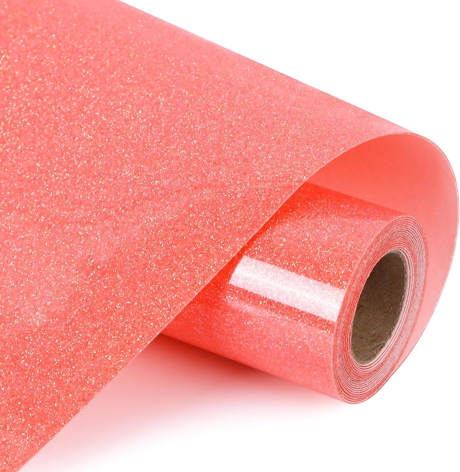 HTVVETUR Glitter Red Heat Transfer Vinyl, Glow in The Dark HTV Vinyl Roll 12" x 9ft, Easy to Cut & Weed for Heat Press DIY Craft