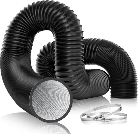VIVOSUN 4 Inch 25 Feet Flexible Aluminum Ducting with 2 Clamps, Black