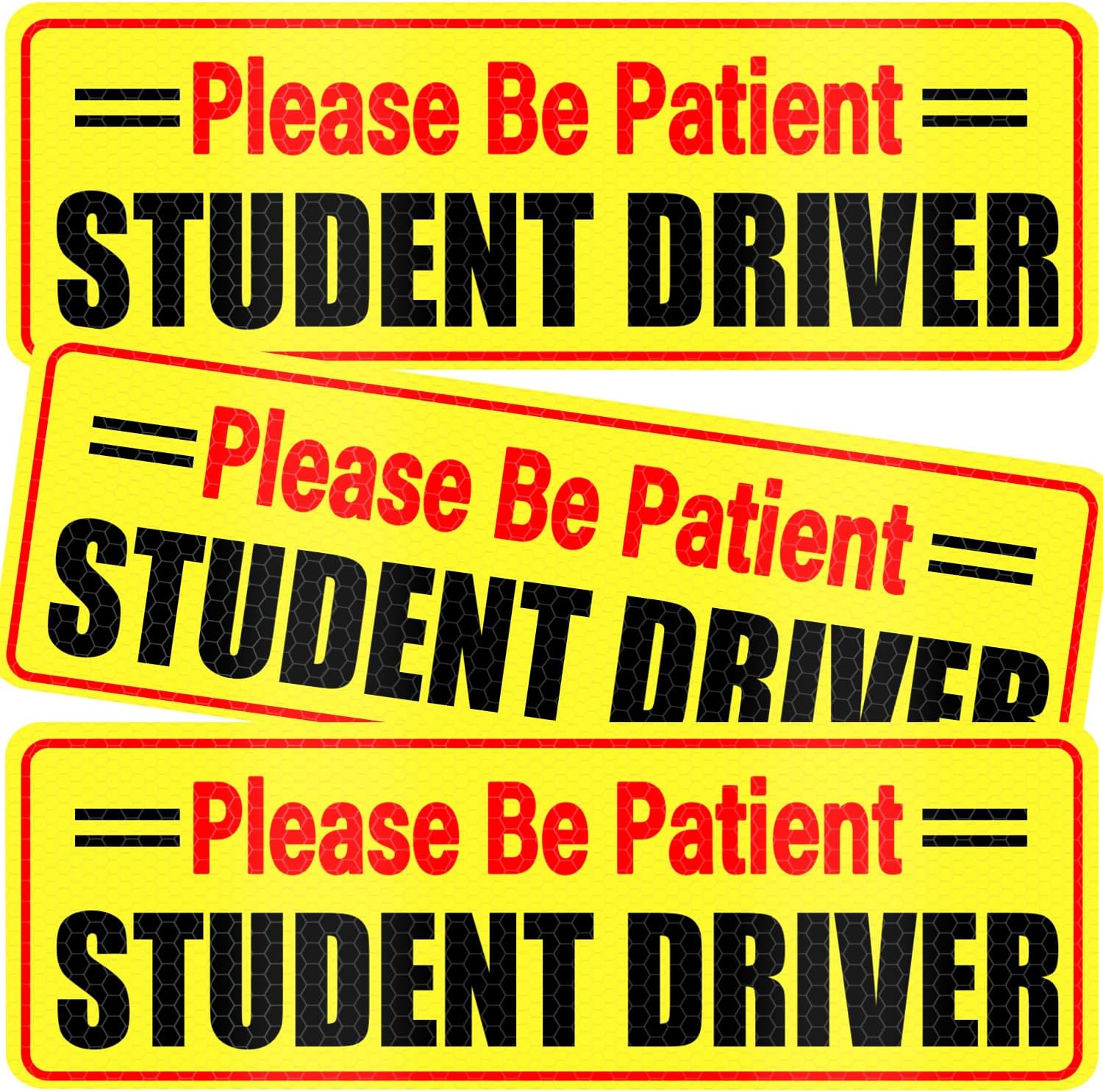 SINGARO Student Driver Magnet - Please Be Patient, Magnetic Sign, 3Pcs Reflective Novice Sticker, New Driver Decal, Removable Exterior Car Accessories