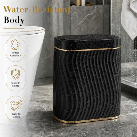 Ogikey Bathroom Small Trash Can with Automatic Touchless Lid, 2.6 Gallon Smart Garbage Can Narrow Waterproof Trash Bin for Bedroom, Office, Living Room