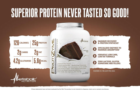 Metabolic Nutrition - Protizyme - Whey Protein Powder, High Protein, Low Carb, Low Fat with Digestive Enzymes, 24 Essential Vitamins and Minerals, Banana Creme, 2 Pound