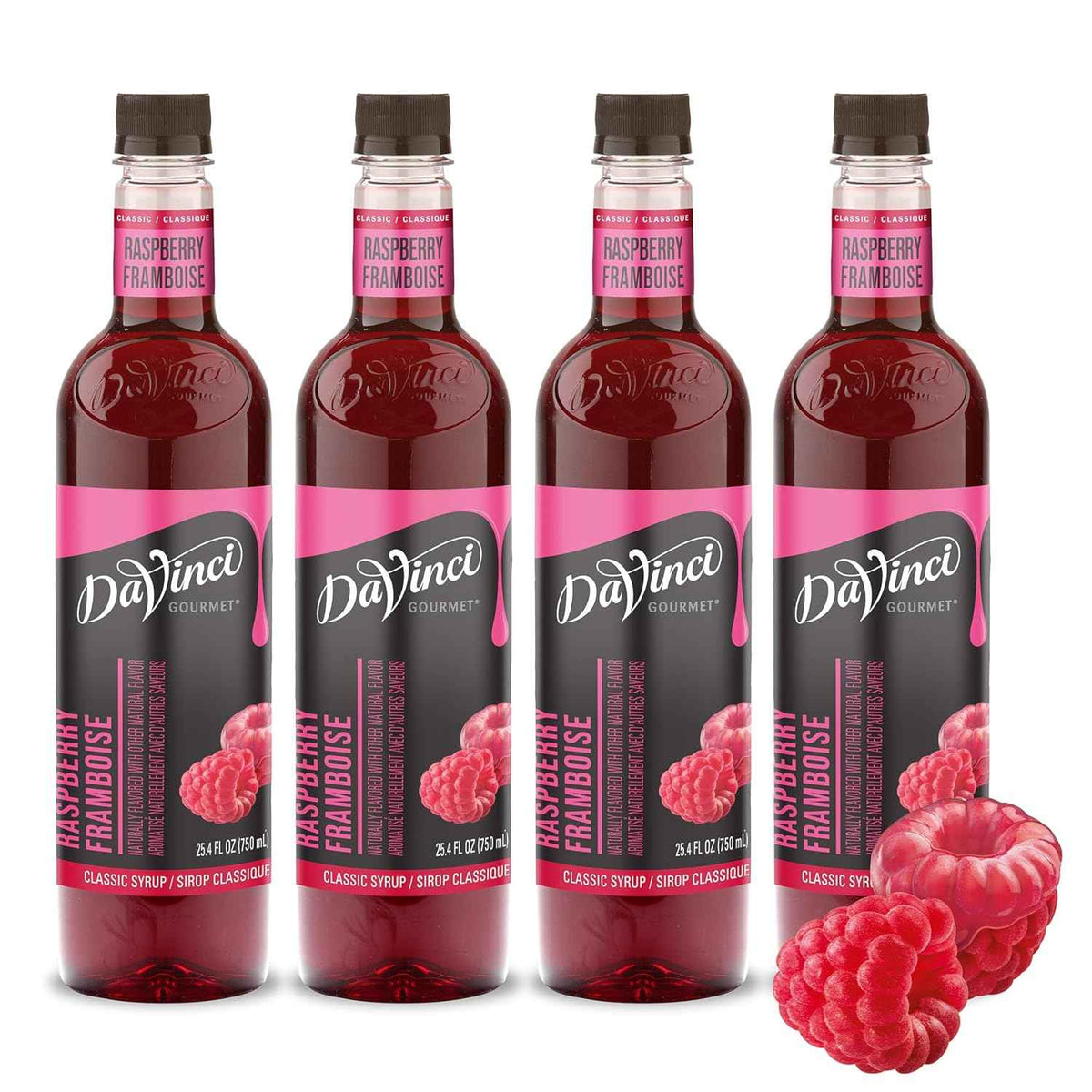 DaVinci Gourmet Classic Raspberry Syrup, Keto-friendly, 25.4 Fluid Ounces (Pack of 4)