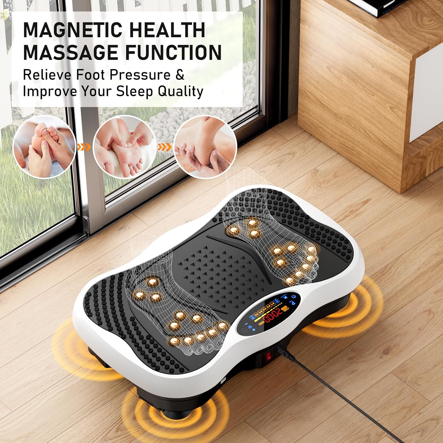 Vibration Plate Exercise Machine, 130 Levels Full Body Workout Vibrating Plate for Lymphatic Drainage Weight Loss, 450 Lbs Capacity Shake Platform with Bluetooth for Women Men