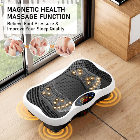 Vibration Plate Exercise Machine, 130 Levels Full Body Workout Vibrating Plate for Lymphatic Drainage Weight Loss, 450 Lbs Capacity Shake Platform with Bluetooth for Women Men