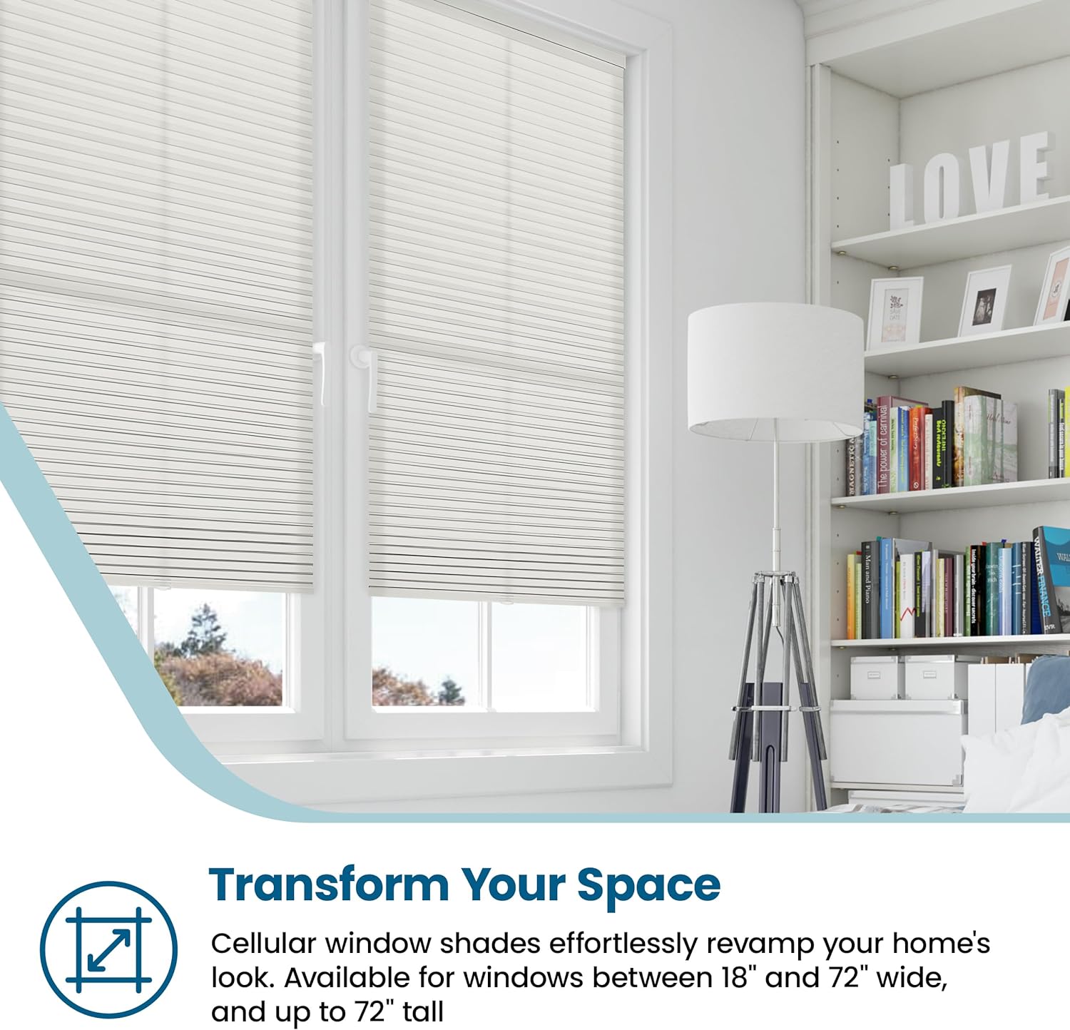 BlindsAvenue Cordless Cellular Shade, White Dove, 28.5" W x 48" H