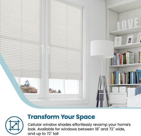 BlindsAvenue Cordless Cellular Shade, White Dove, 28.5" W x 48" H