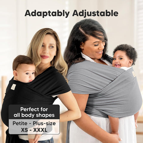 KeaBabies Baby Wrap Carrier, All in 1 Original Baby Carrier (Trendy Black)