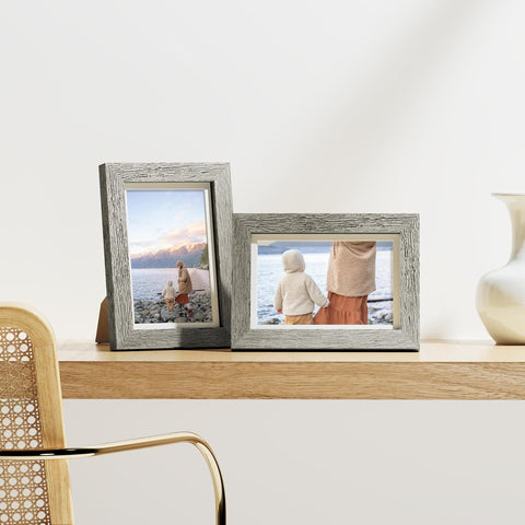 Vittanly 4x6 Picture Frames Set of 9 for Wall or Tabletop Display, Grey