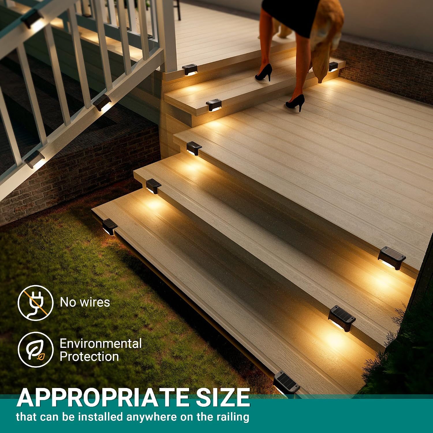 SOLPEX Solar Deck Lights Outdoor 16 Pack, Waterproof Led Light, Warm White