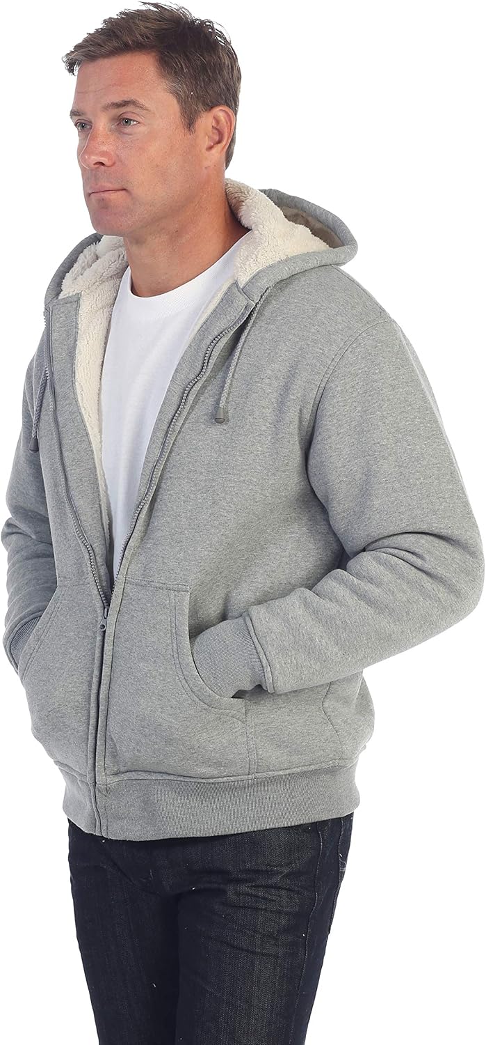 Gioberti Men's Soft Heavyweight Sherpa Lined Fleece Hoodie Jacket
