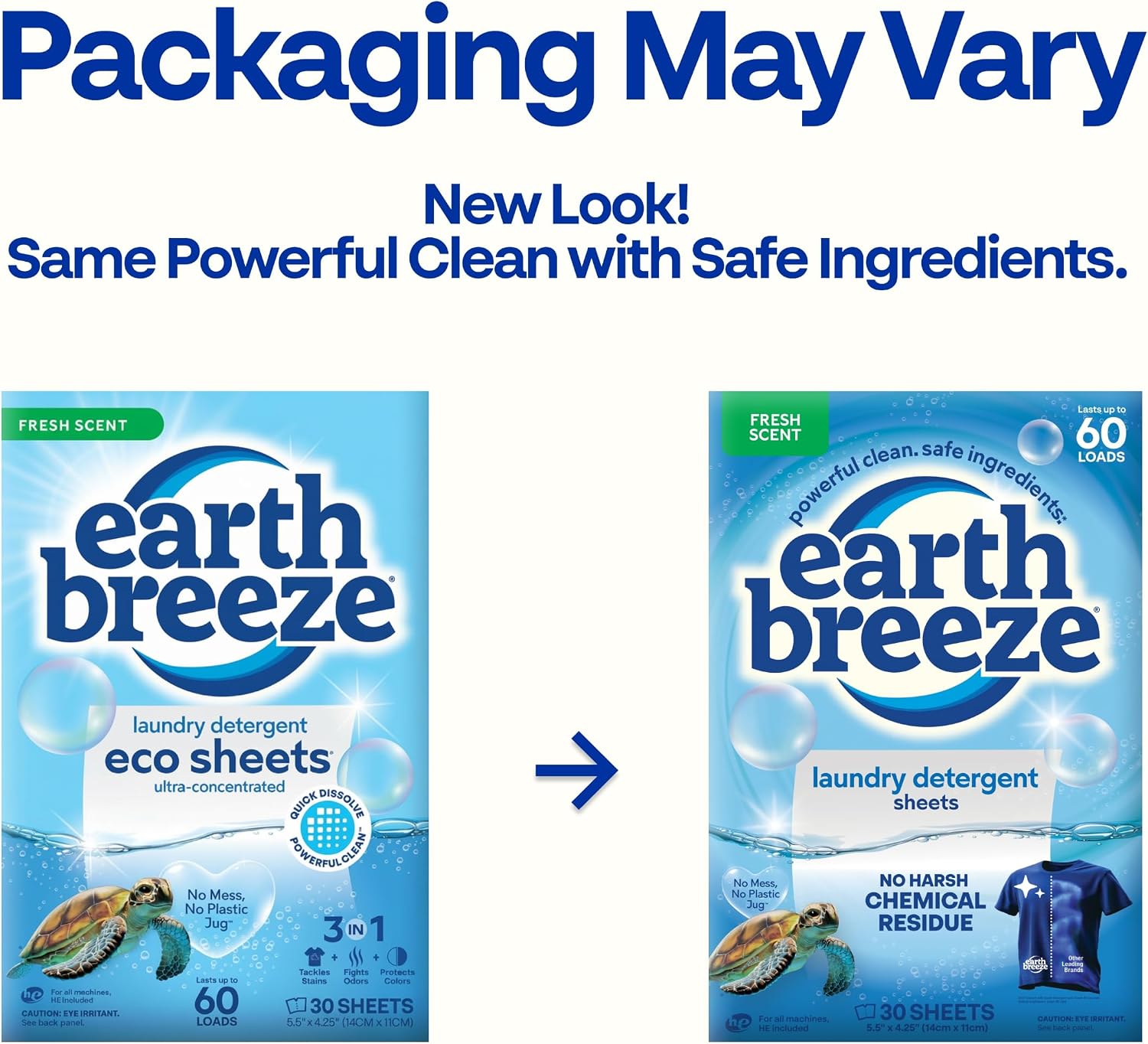 Earth Breeze Laundry Detergent Sheets Fresh Scent 60 Loads