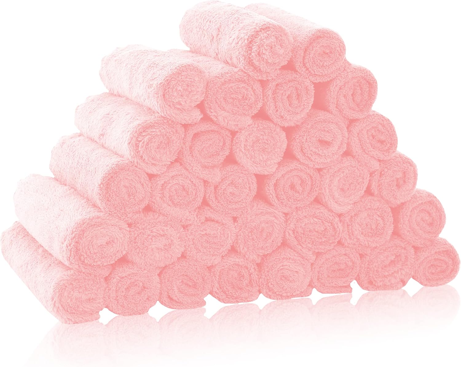32 Pack Baby Washcloths - Luxury Coral Fleece - Extra Absorbent and Soft Wash Clothes for Newborns, Infants and Toddlers - Suitable for Sensitive Skin and New Born - Baby Shower - Pink, 10x10 Inch