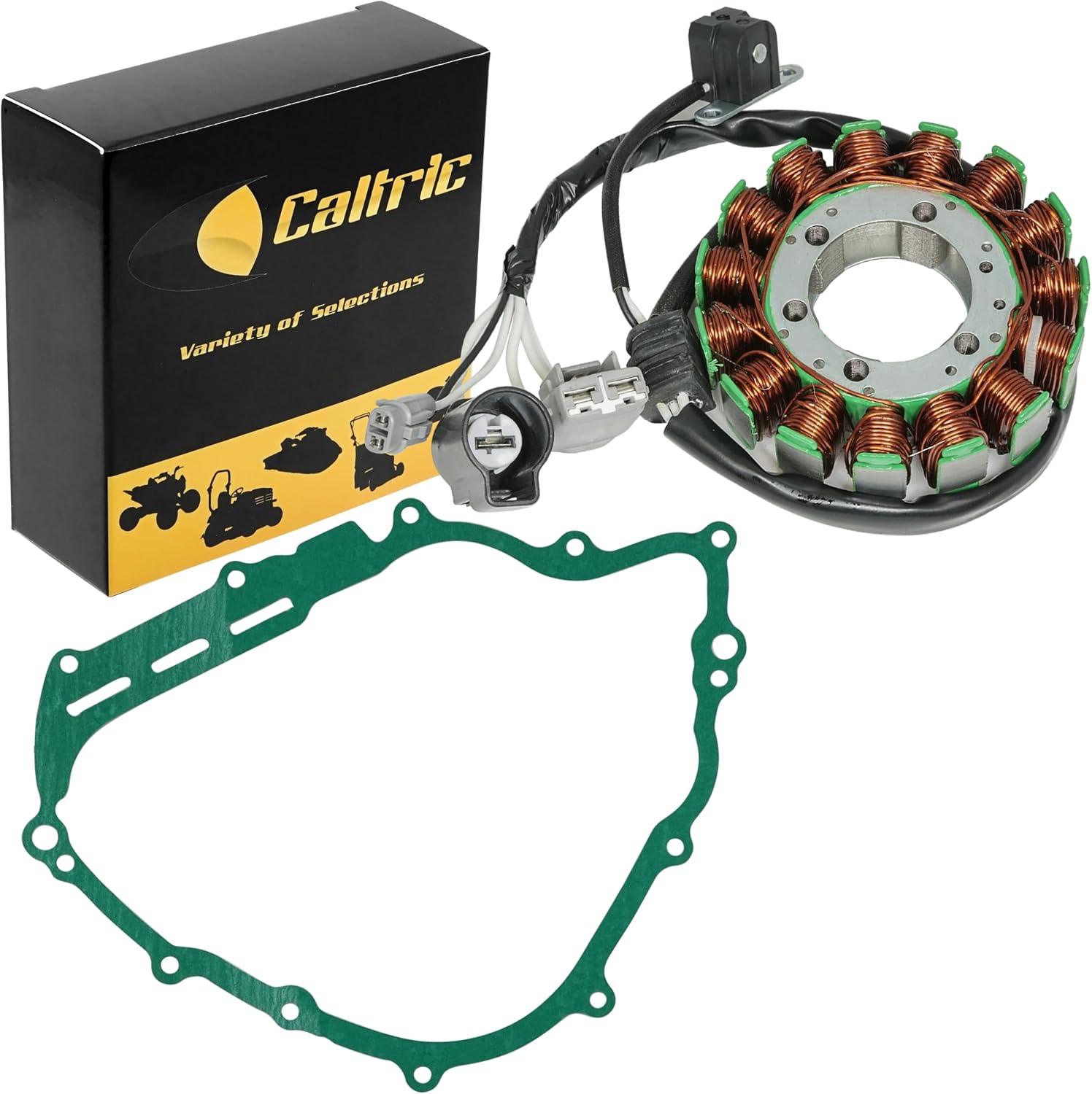 Caltric Stator and Gasket Compatible with Yamaha Rhino 700 2008-2013 Viking 700 2014-2018 5B4-81410-00-00, 1XD-81410-00-00, 3B4-15451-00-00