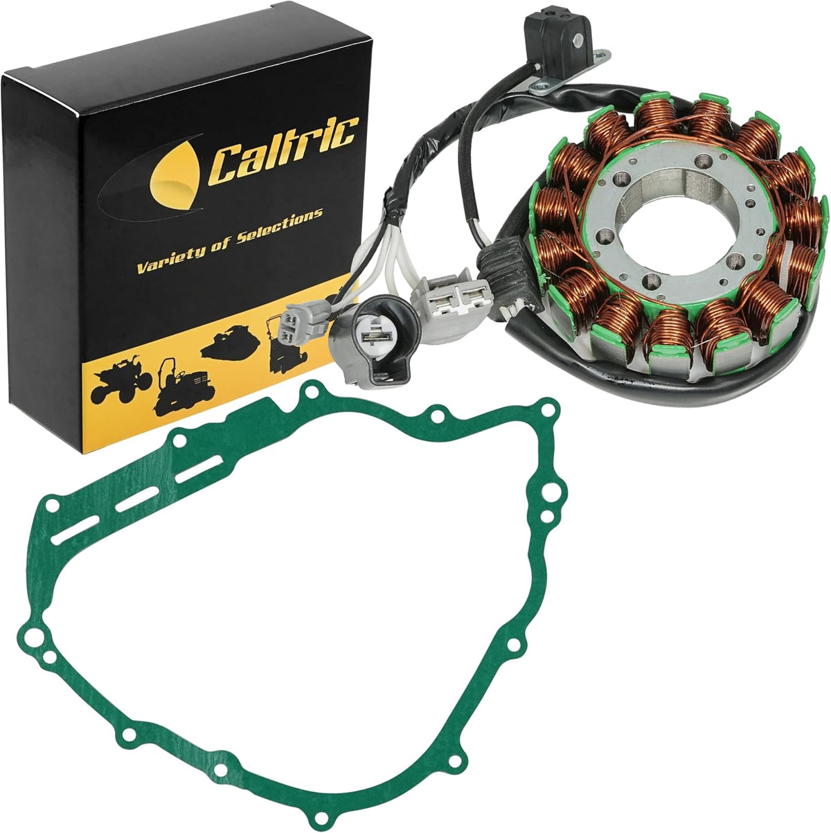 Caltric Stator and Gasket Compatible with Yamaha Rhino 700 2008-2013 Viking 700 2014-2018 5B4-81410-00-00, 1XD-81410-00-00, 3B4-15451-00-00