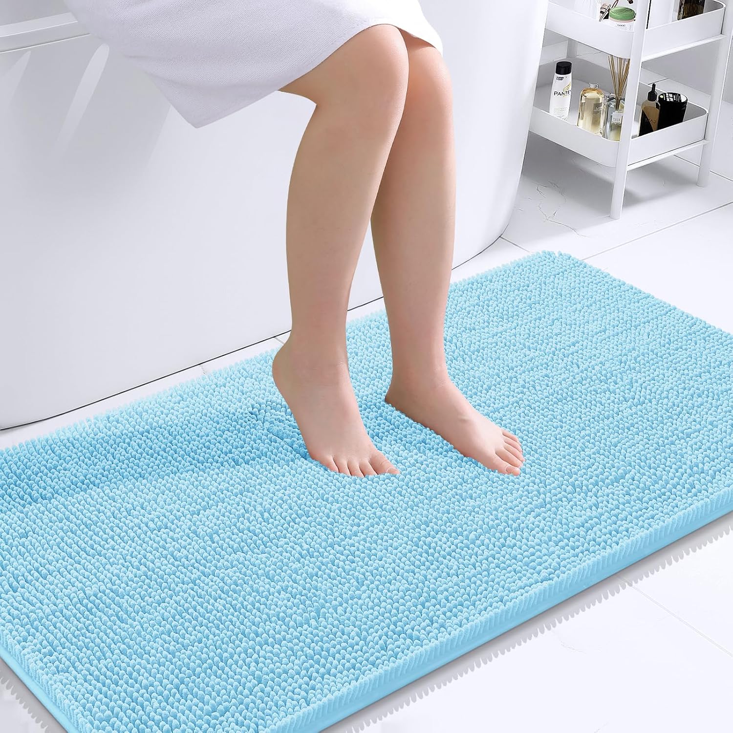 OLANLY Bathroom Runner Rugs 44x24, Extra Soft Absorbent Chenille Bath Rugs