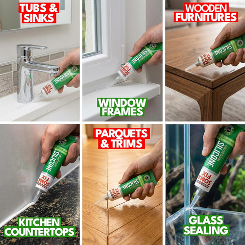 Gray Silicone Caulk (No Gun Needed) Flexible & Waterproof Caulking Tube